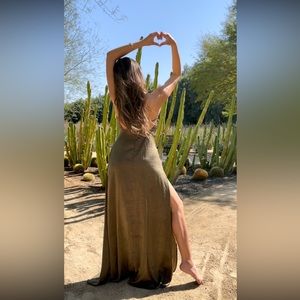 Long Green Dress- PrettyLittlThings